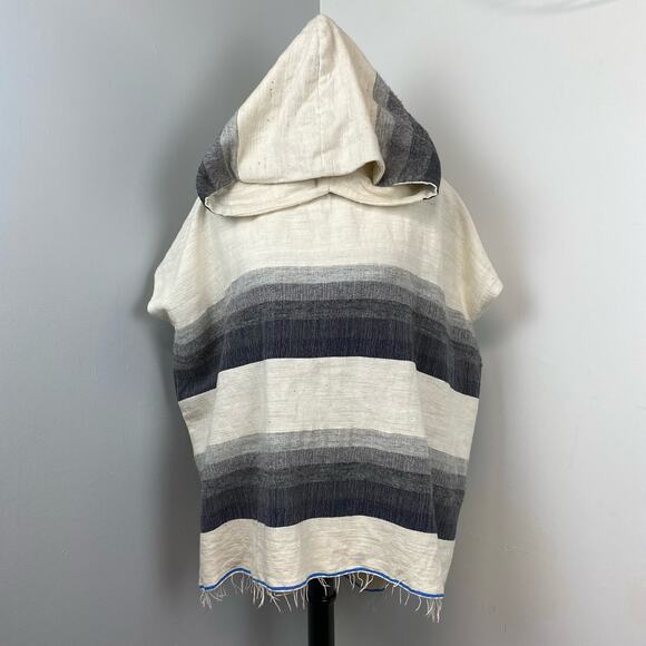 LemLem Gray Striped Debizaza Hooded Poncho Large NEW - Picture 6 of 14